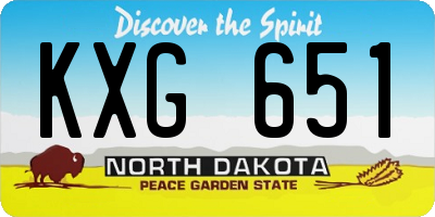 ND license plate KXG651