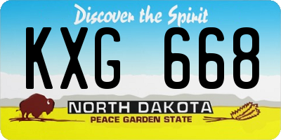 ND license plate KXG668