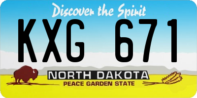 ND license plate KXG671