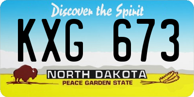 ND license plate KXG673
