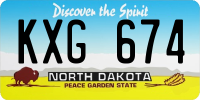 ND license plate KXG674