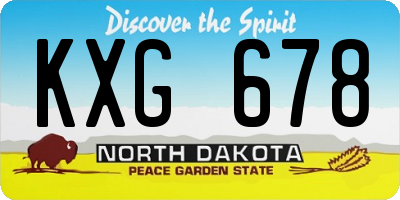 ND license plate KXG678