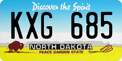 ND license plate KXG685