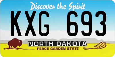 ND license plate KXG693