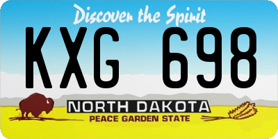 ND license plate KXG698