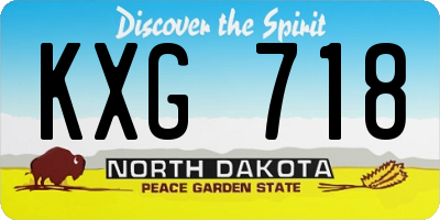 ND license plate KXG718