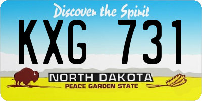 ND license plate KXG731