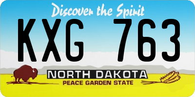 ND license plate KXG763
