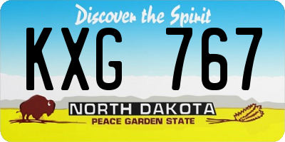 ND license plate KXG767