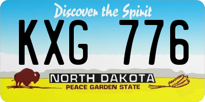 ND license plate KXG776