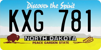 ND license plate KXG781
