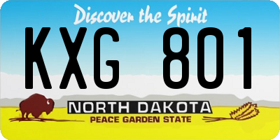 ND license plate KXG801