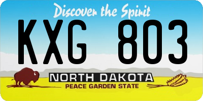 ND license plate KXG803