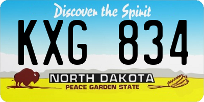 ND license plate KXG834