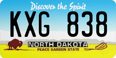 ND license plate KXG838