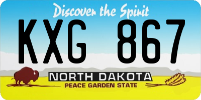 ND license plate KXG867