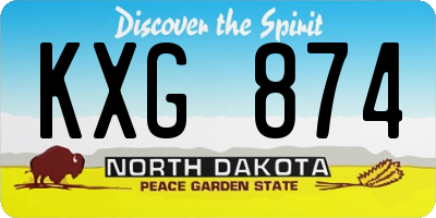 ND license plate KXG874