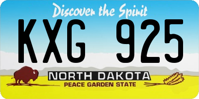 ND license plate KXG925
