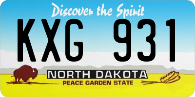 ND license plate KXG931