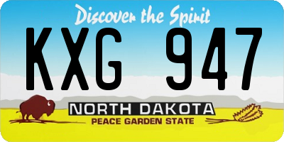 ND license plate KXG947