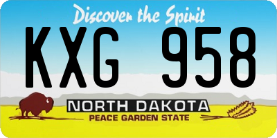ND license plate KXG958