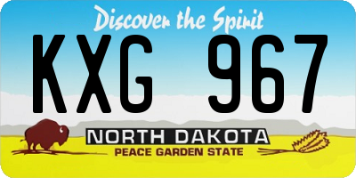 ND license plate KXG967