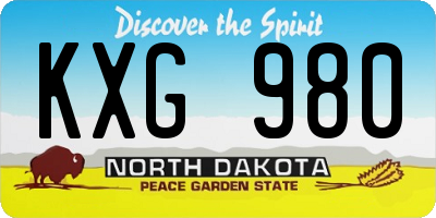 ND license plate KXG980
