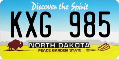 ND license plate KXG985