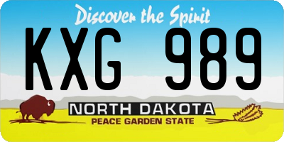 ND license plate KXG989