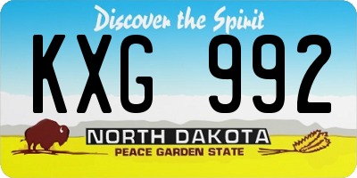 ND license plate KXG992
