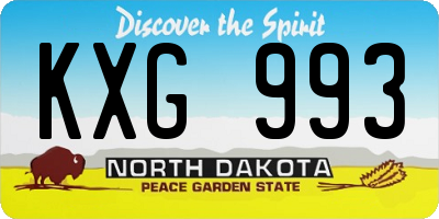 ND license plate KXG993