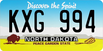 ND license plate KXG994