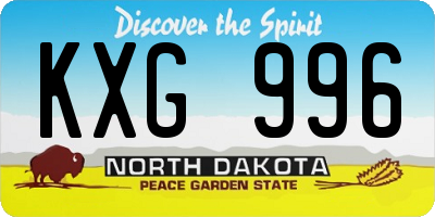 ND license plate KXG996