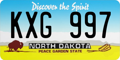 ND license plate KXG997