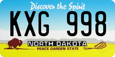 ND license plate KXG998