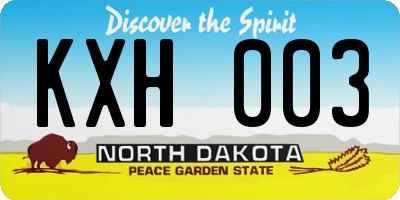 ND license plate KXH003