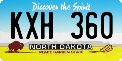ND license plate KXH360