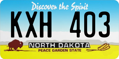 ND license plate KXH403