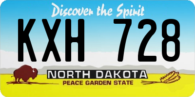 ND license plate KXH728