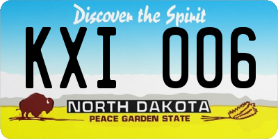 ND license plate KXI006