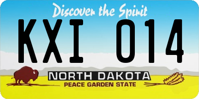 ND license plate KXI014