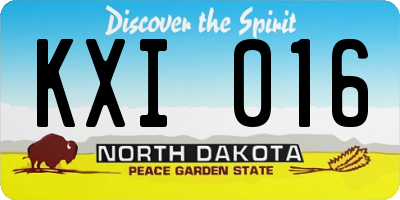 ND license plate KXI016
