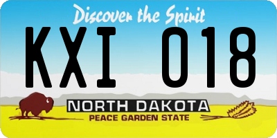 ND license plate KXI018