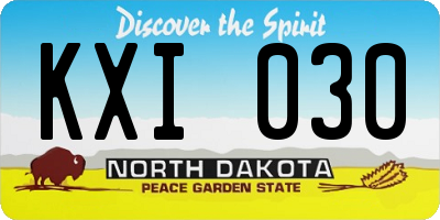 ND license plate KXI030