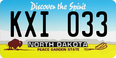 ND license plate KXI033