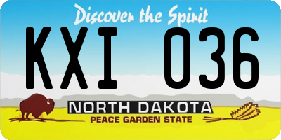 ND license plate KXI036