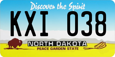 ND license plate KXI038