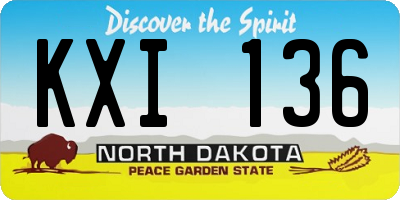 ND license plate KXI136