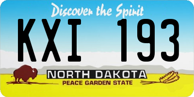 ND license plate KXI193