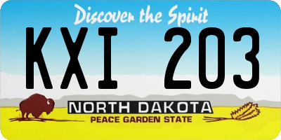 ND license plate KXI203